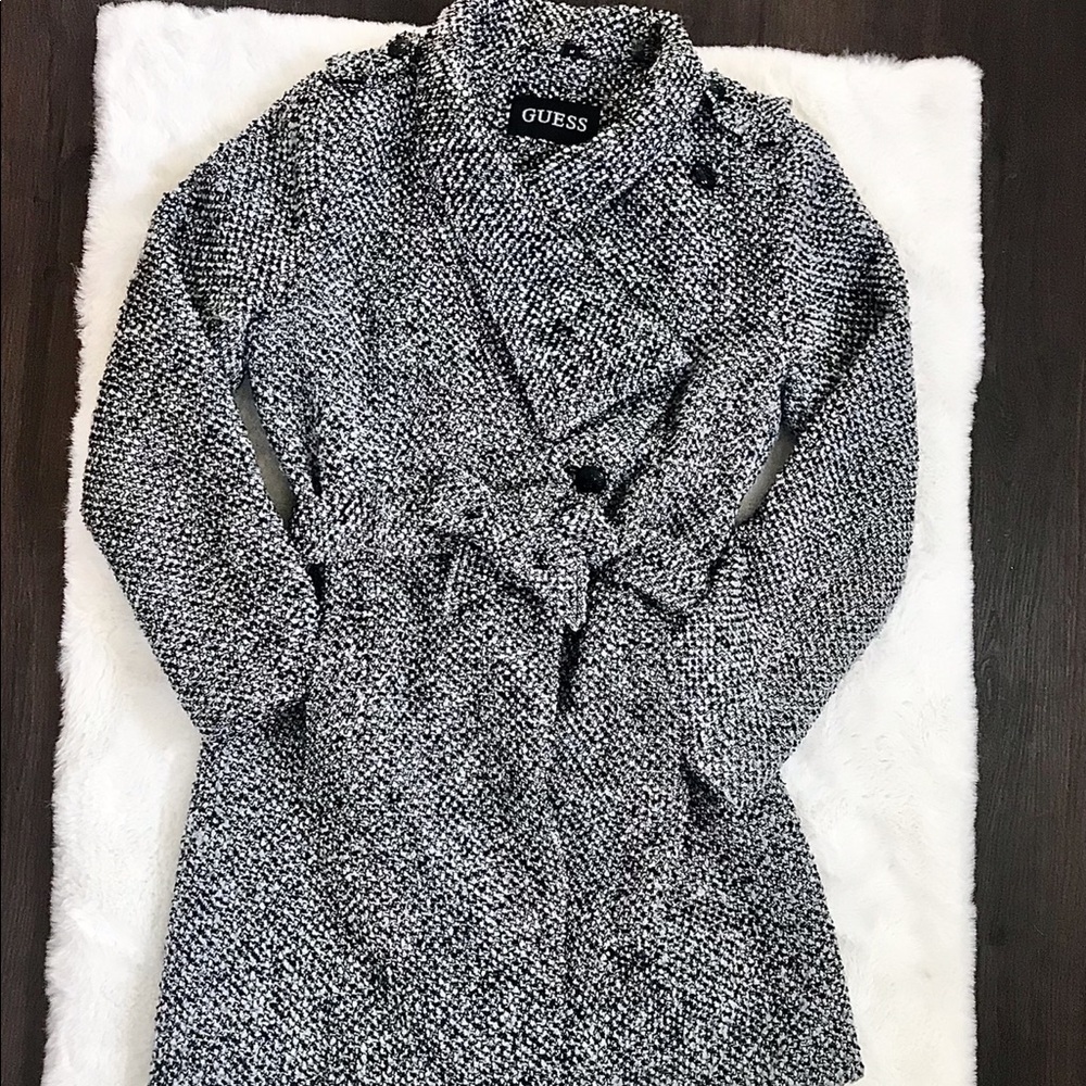 GUESS Wool Blend Winter Midi Coat - Picture 4 of 10